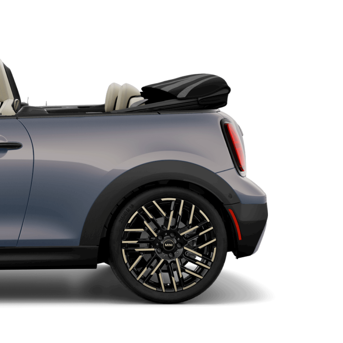 Side view of the rear half of the MINI Cooper Convertible